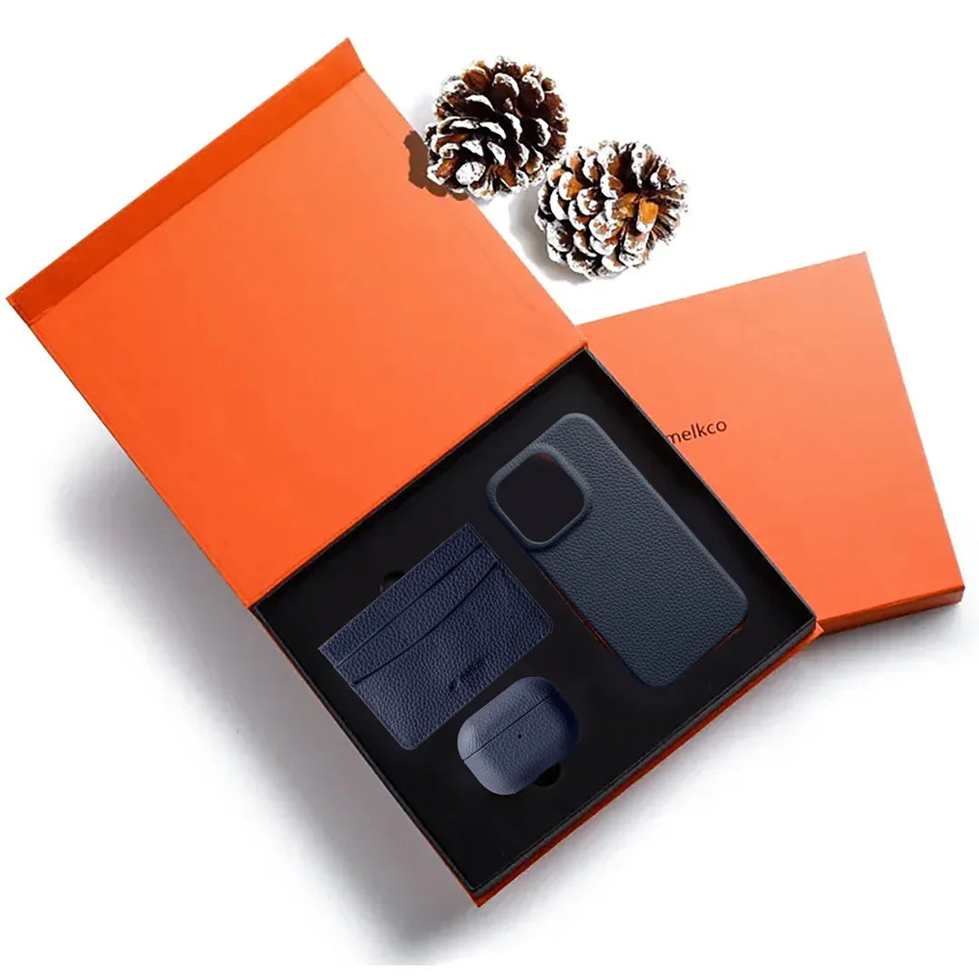 Melkco Premium Leather Gift Set - Dark Blue - Tashqila Melkco Premium Leather Gift Set - Dark Blue - Tashqila